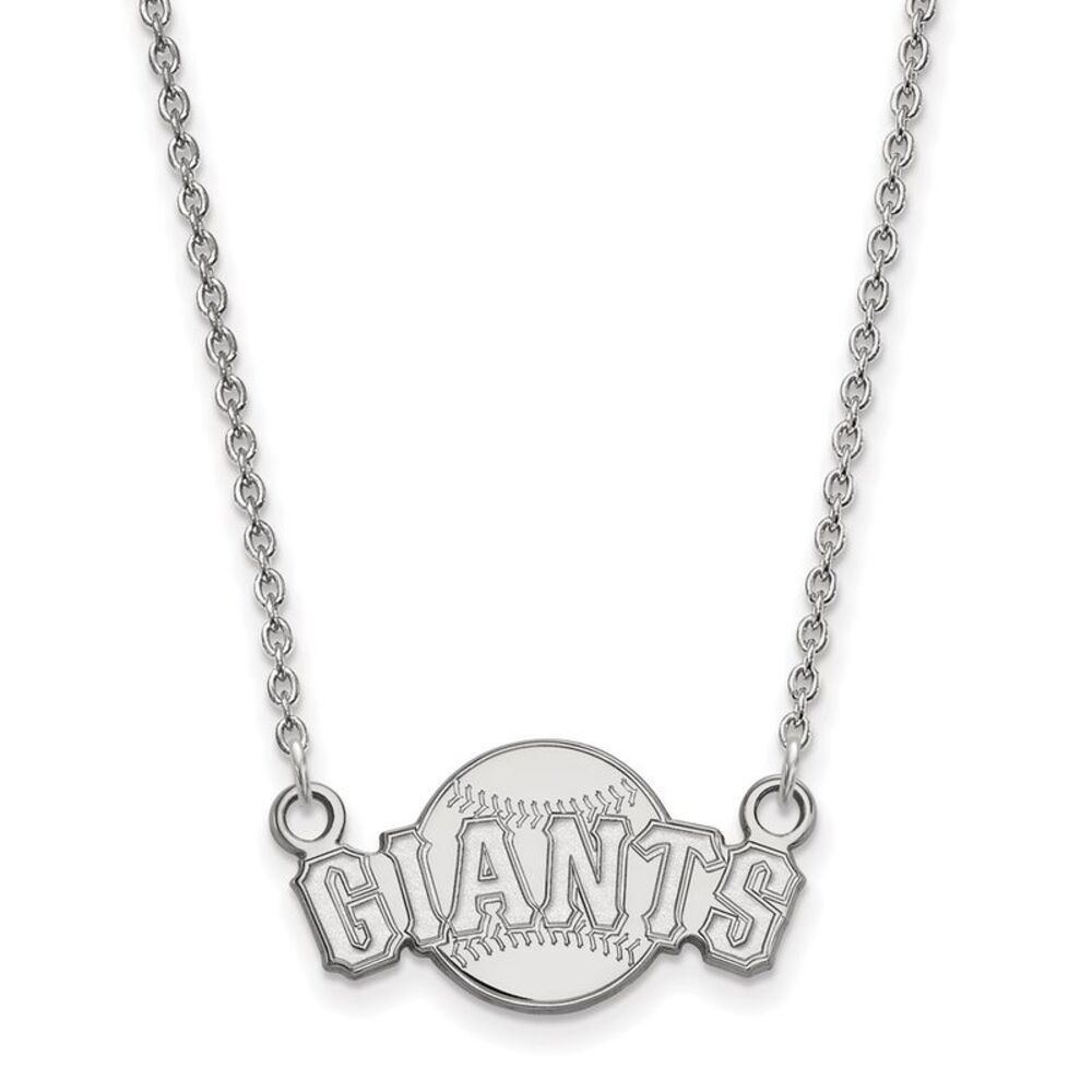 14K White Gold MLB San Francisco Giants SM Script Necklace, 18 Inch